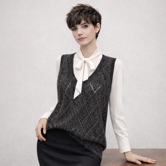 Billy Reid Sweaters - Billy Reid Wool Yak Blend Sweater Vest Large Argyle Dark Academia Luxury